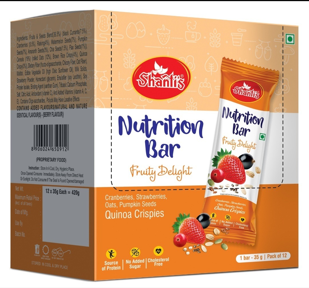 Fruity Delight - 35g Instant Energy Bar | Gluten-free, Vegetarian, Preservative-free, Sweet Fruity Aroma With Real Fruit Oils & Extracts