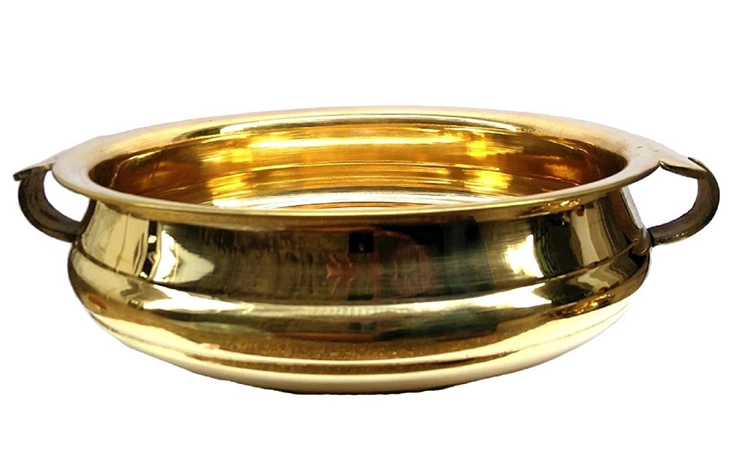 Handcrafted Brass Uuli Pot With Lacquer Finish Size Diameter10 X 4 In Decorative Showpiece - 10 Cm (Brass Gold)