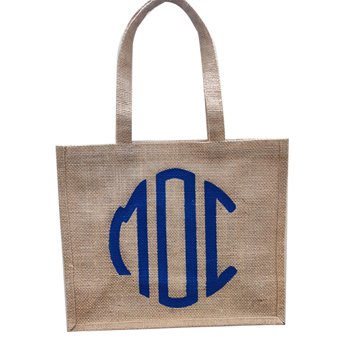 Jute Printed Hand Bag - Color: Grey