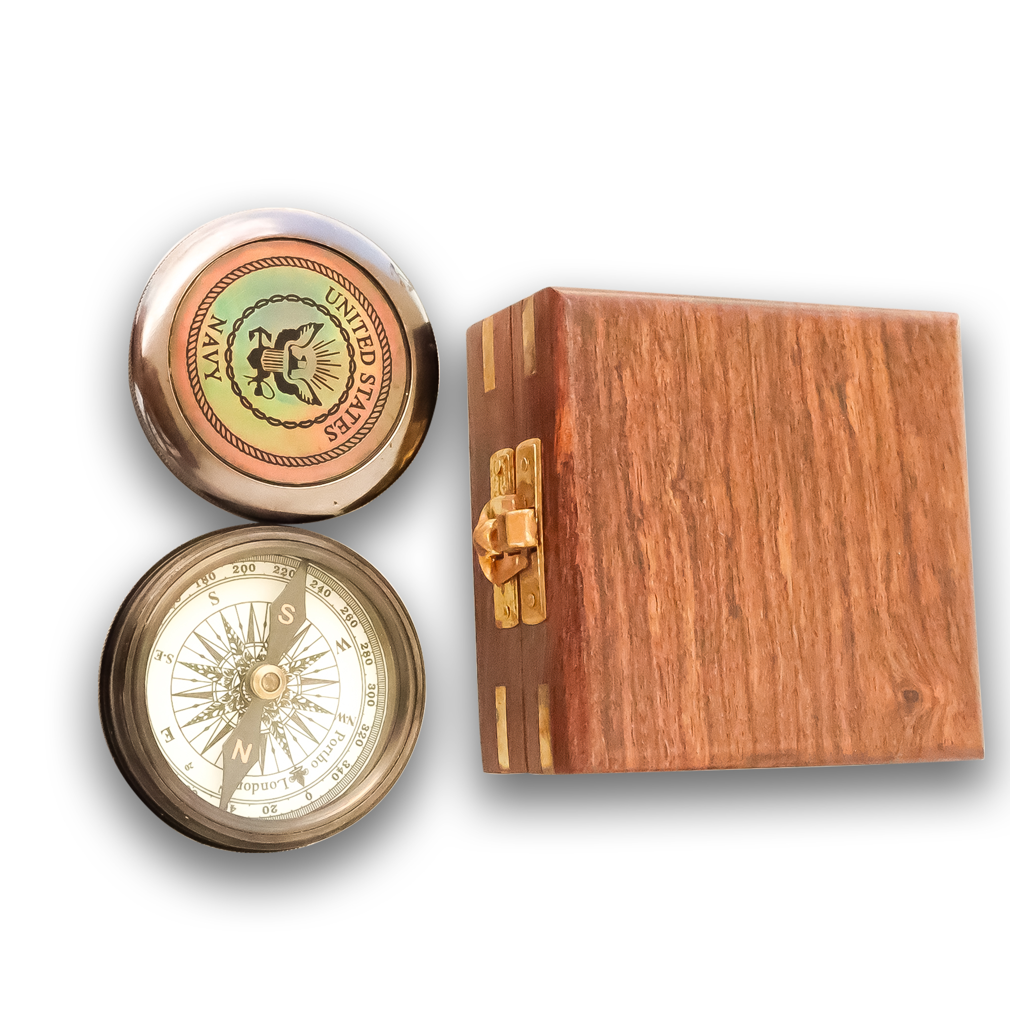 Antique Nautical Brass Lid Compass