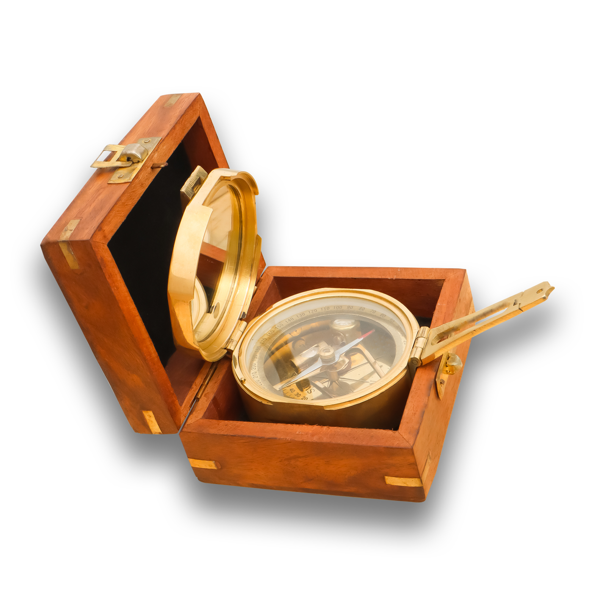 Handmade Nautical Brass Brunton Level Compass With Box