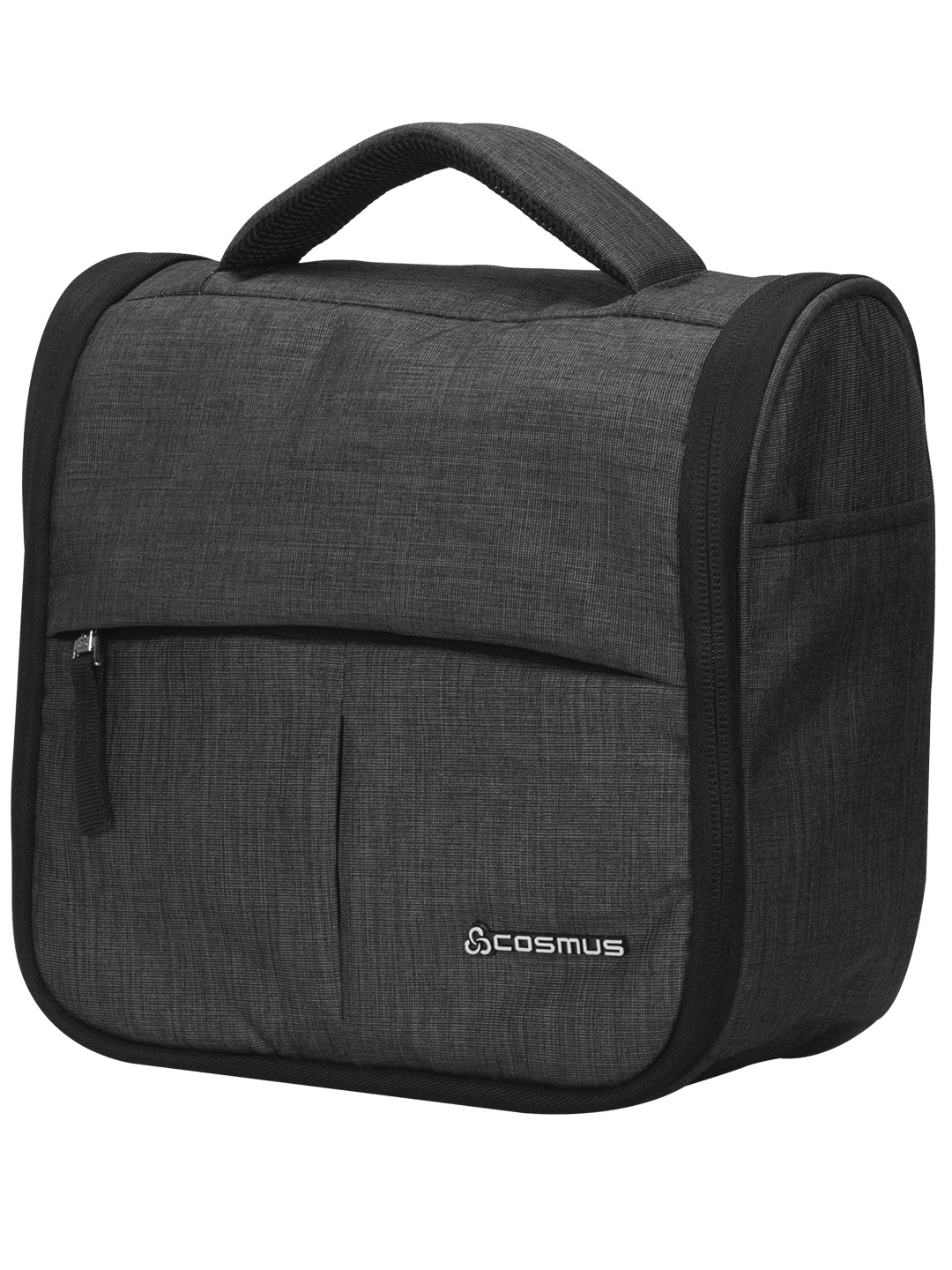 Luxe Unisex Multiple Pocket Stylish Toiletry Bag - Linen, 9.0x9.0x4.0 Inches, Dark Grey | Waterproof, Lightweight, Dual Zipper Design, Foldable
