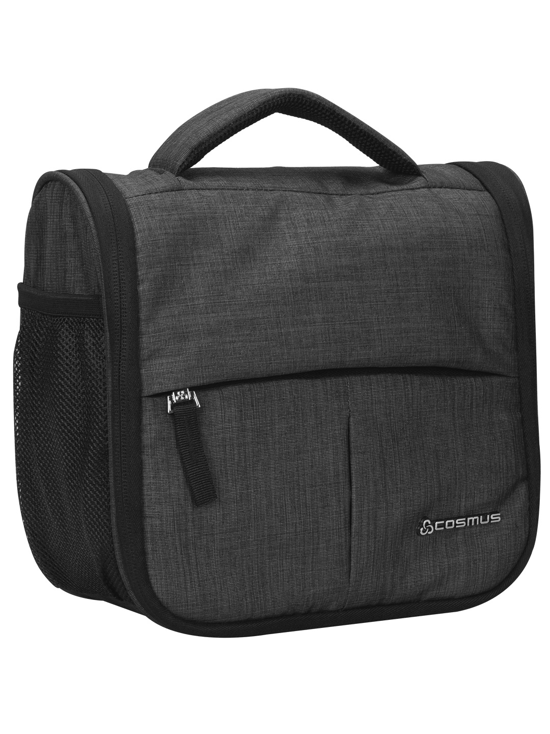 Luxe Unisex Multiple Pocket Stylish Toiletry Bag - Linen, 9.0x9.0x4.0 Inches, Dark Grey | Waterproof, Lightweight, Dual Zipper Design, Foldable
