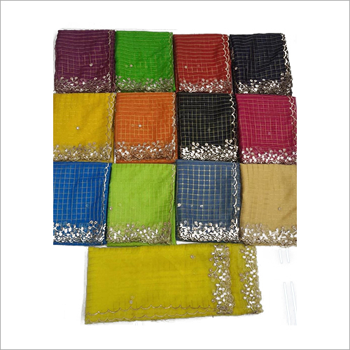 मल्टीकलर ओरागाज़ा कट वर्क दुपट्टे का फ़ैब्रिक