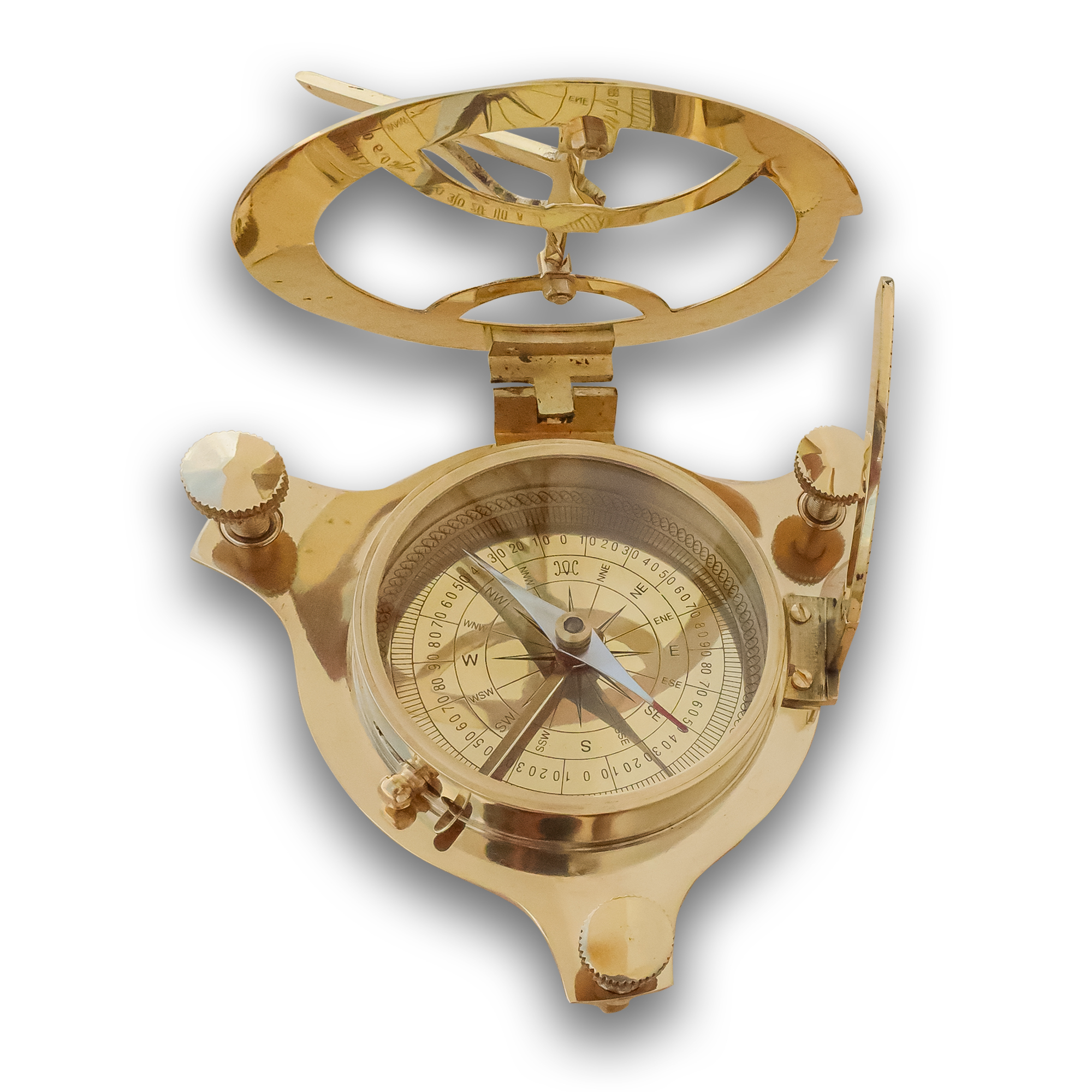 Nautical Vintage Marine Sundial Compass - 4 Inch, Solid Brass & Glass Material, Handmade, Shiny Brass Finish, Unique Round Shape | Ideal Gift For Nautical Collectors, Travelers, Campers, & Sailors