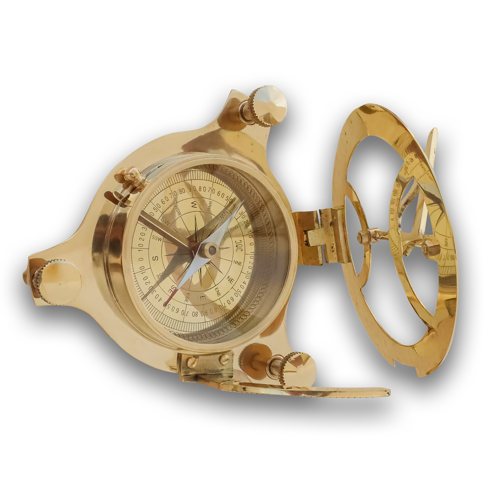 Nautical Vintage Marine Sundial Compass - 4 Inch, Solid Brass & Glass Material, Handmade, Shiny Brass Finish, Unique Round Shape | Ideal Gift For Nautical Collectors, Travelers, Campers, & Sailors