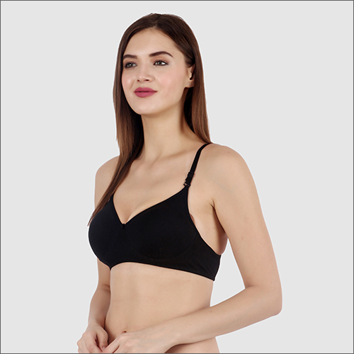 Plain Sara Black Non Padded Bra