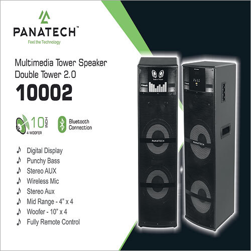 Black 10002 Multimedia Tower Speaker Double Tower 2.0