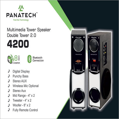 4200 Multimedia Tower Speaker - Polypropylene, 150 Watt Power , Deep Black Finish with 35-150 Hz Frequency Range