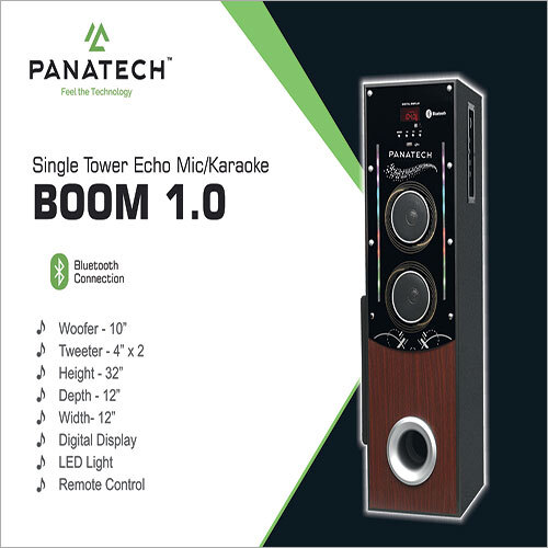 Black Single Tower Echo Mic Karaoke Boom 1.0