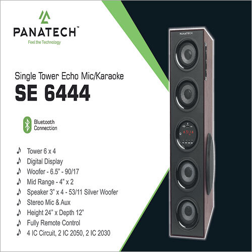 Black Single Tower Echo Mic Karaoke Se 6444