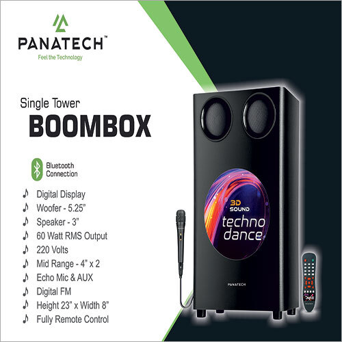 ब्लैक सिंगल टॉवर बूमबॉक्स