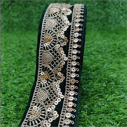 Velvet Designer Lace - One Sided, Embroidered Pattern | Available in Various Colors, Unique Textural Contrast for Elegant Crafting