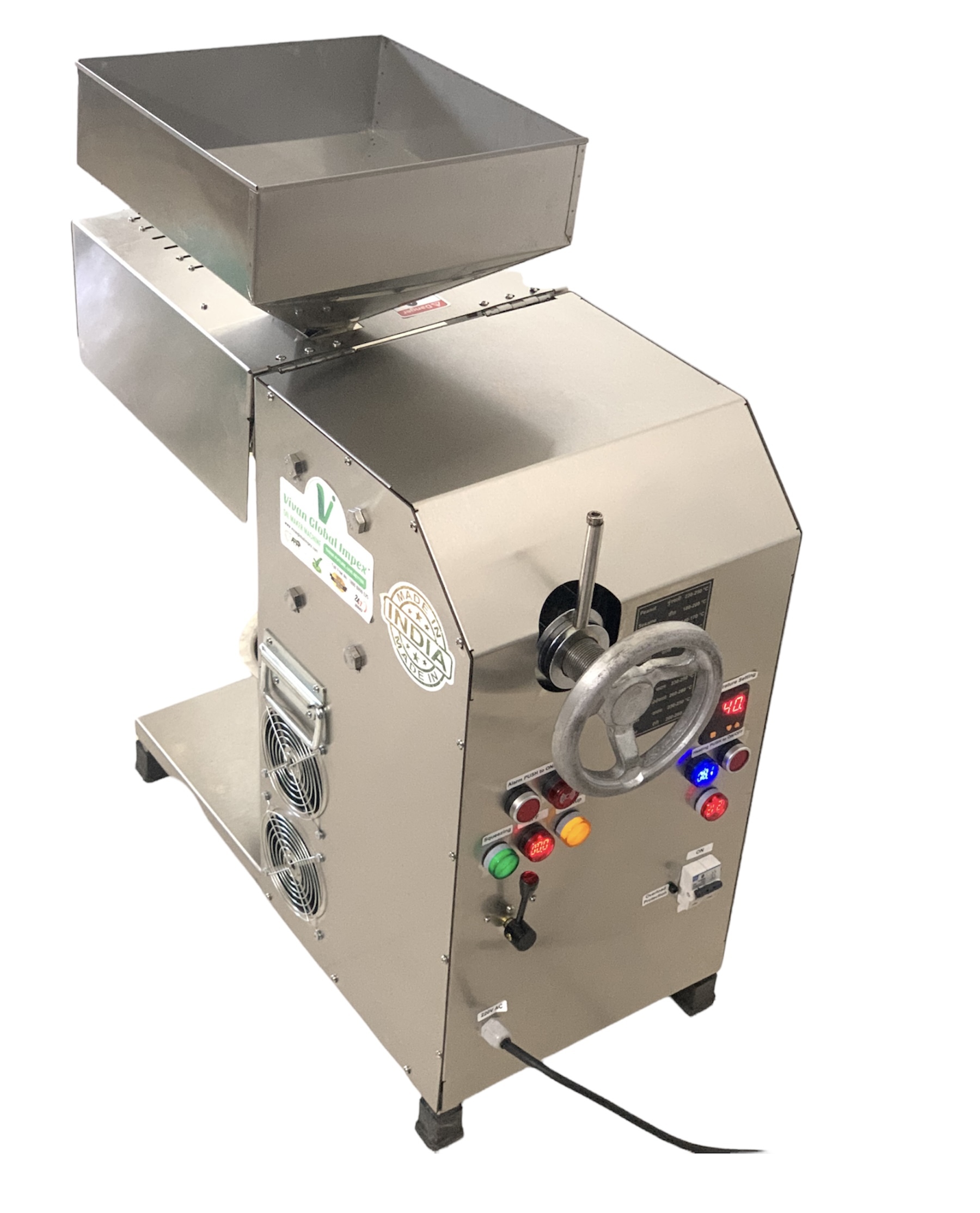 Oil Maker Machine - 304 Food Grade Steel, 705x350x670mm, Silver | 50kg/hr Capacity, 4500w Power, 1 Year Warranty