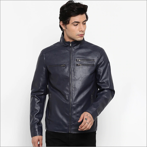 Leather Men Blue Lightweight E-Dry Technology Biker Jacket