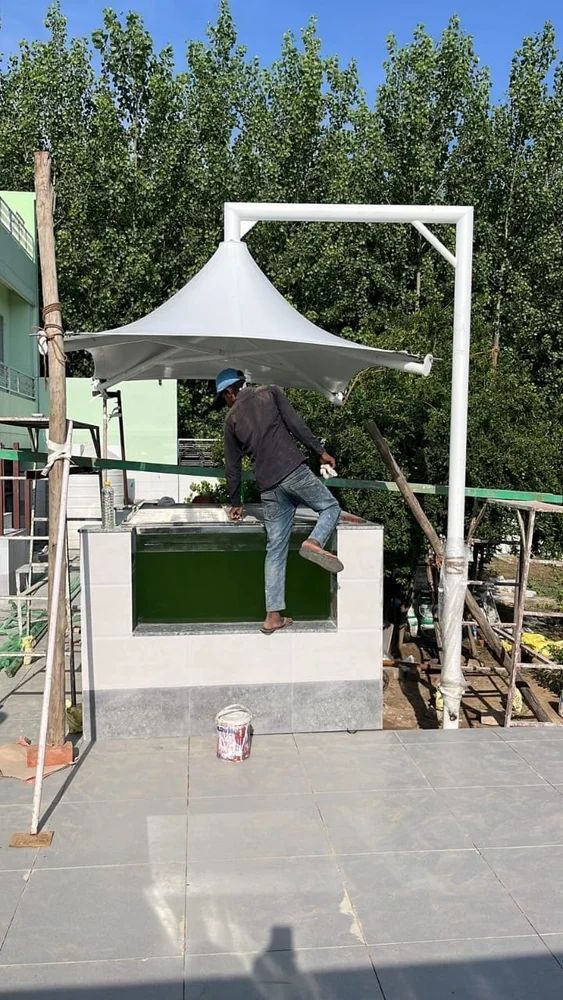  व्हाइट फैब्रिक गज़ेबो टेन्साइल स्ट्रक्चर्स