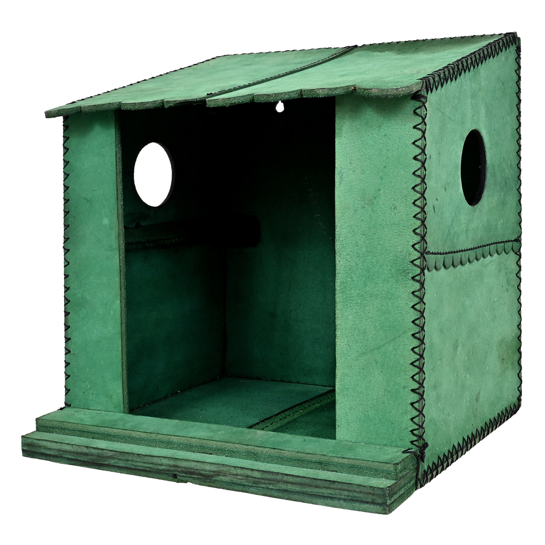 Pigeons Bird House - Natural Leather, 19x22x23 Cm, Green | Precision Entrance For Medium Birds, Easy To Install, Polished Finish