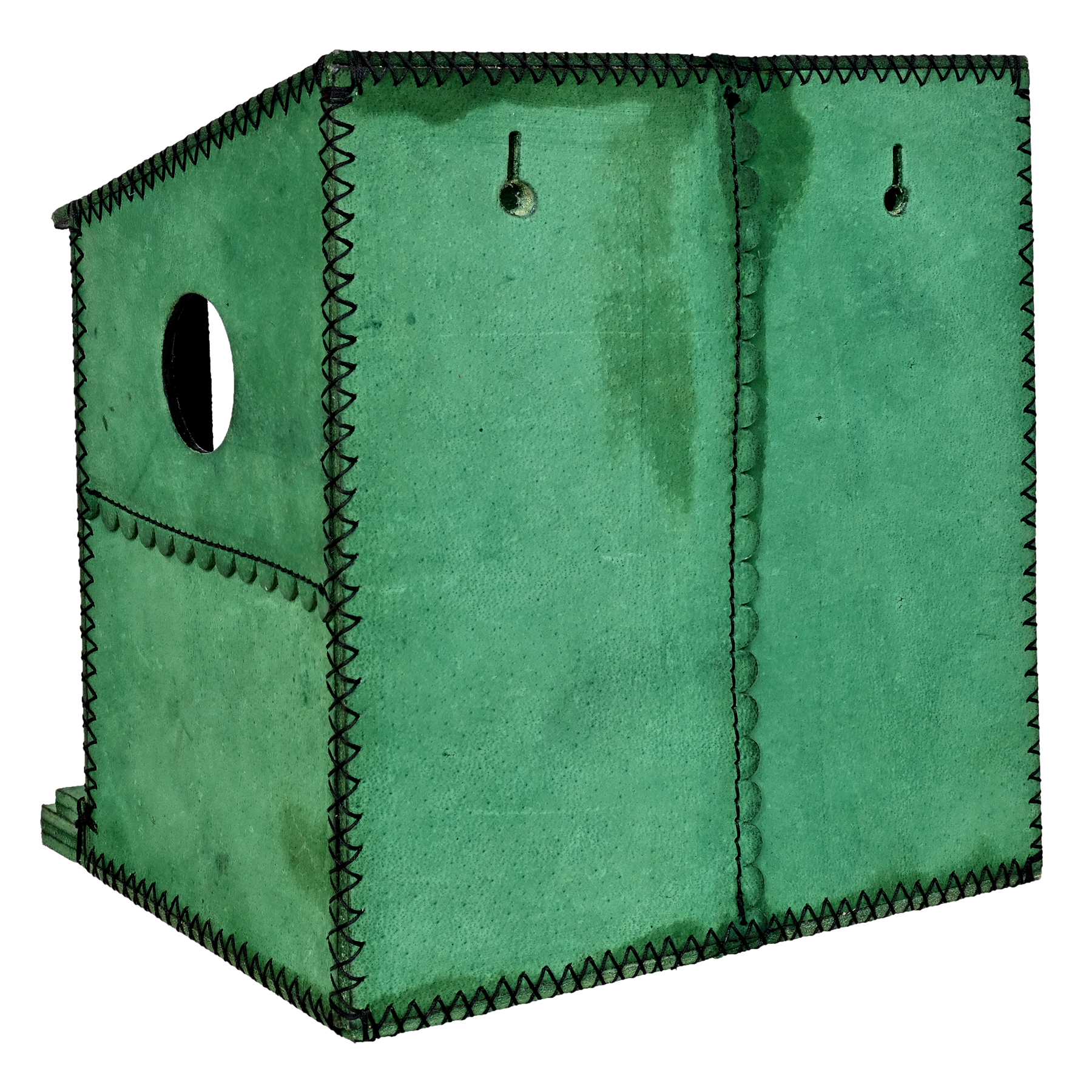 Pigeons Bird House - Natural Leather, 19x22x23 Cm, Green | Precision Entrance For Medium Birds, Easy To Install, Polished Finish