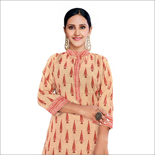 Indian Orange Kurti With Palazzo Set