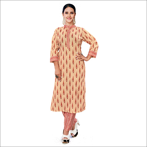 Indian Orange Kurti With Palazzo Set