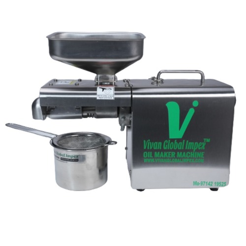 Domestic Oil Mill Machine 400Watt - 304 Food Grade SS, 46x19x24cm, 4-5kg/hr Capacity, 0.5 HP Motor Power, 2.5 Years Warranty, Single Phase