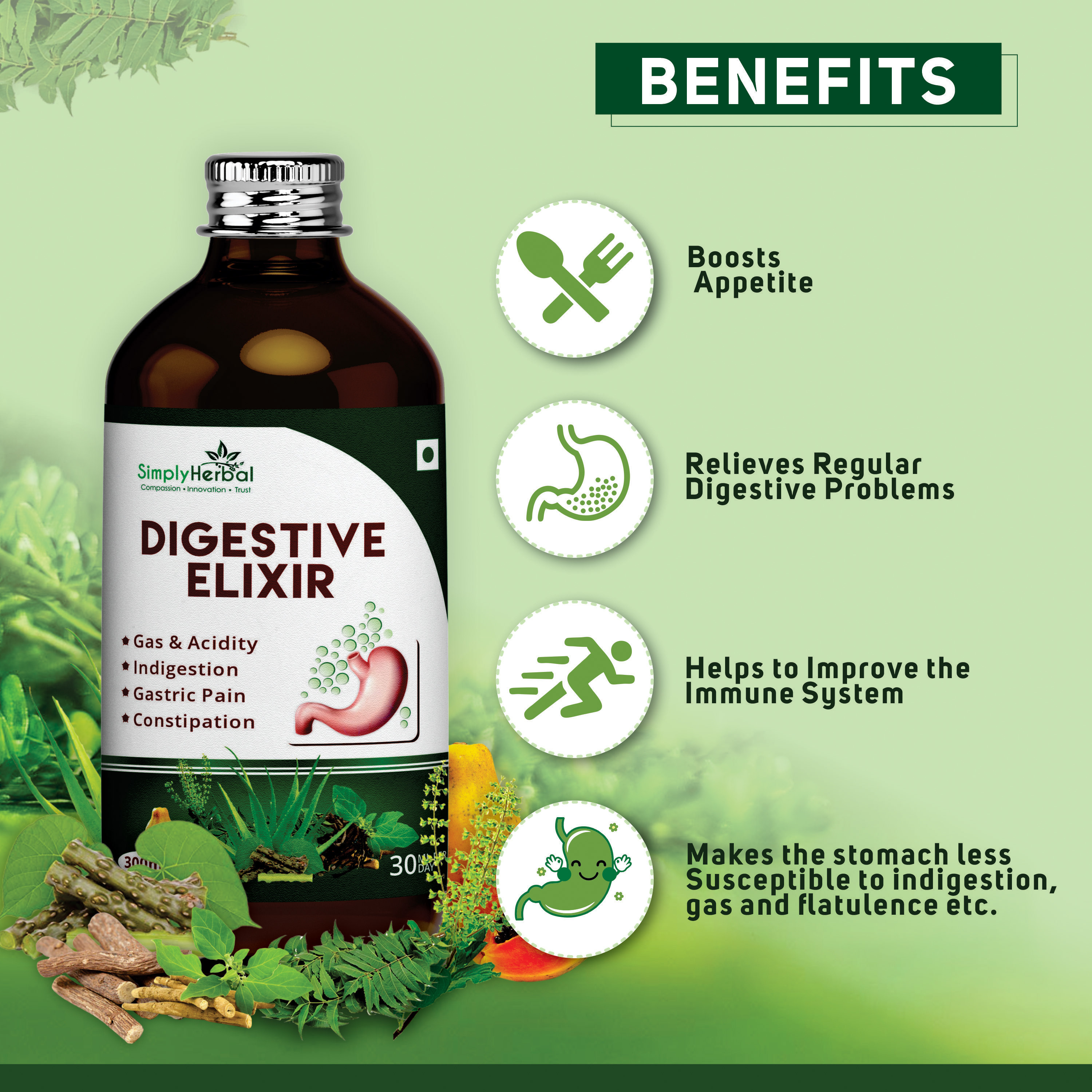 Simply Herbal Ayurvedic Digestive Elixir Syrup Dosage Form: Liquid