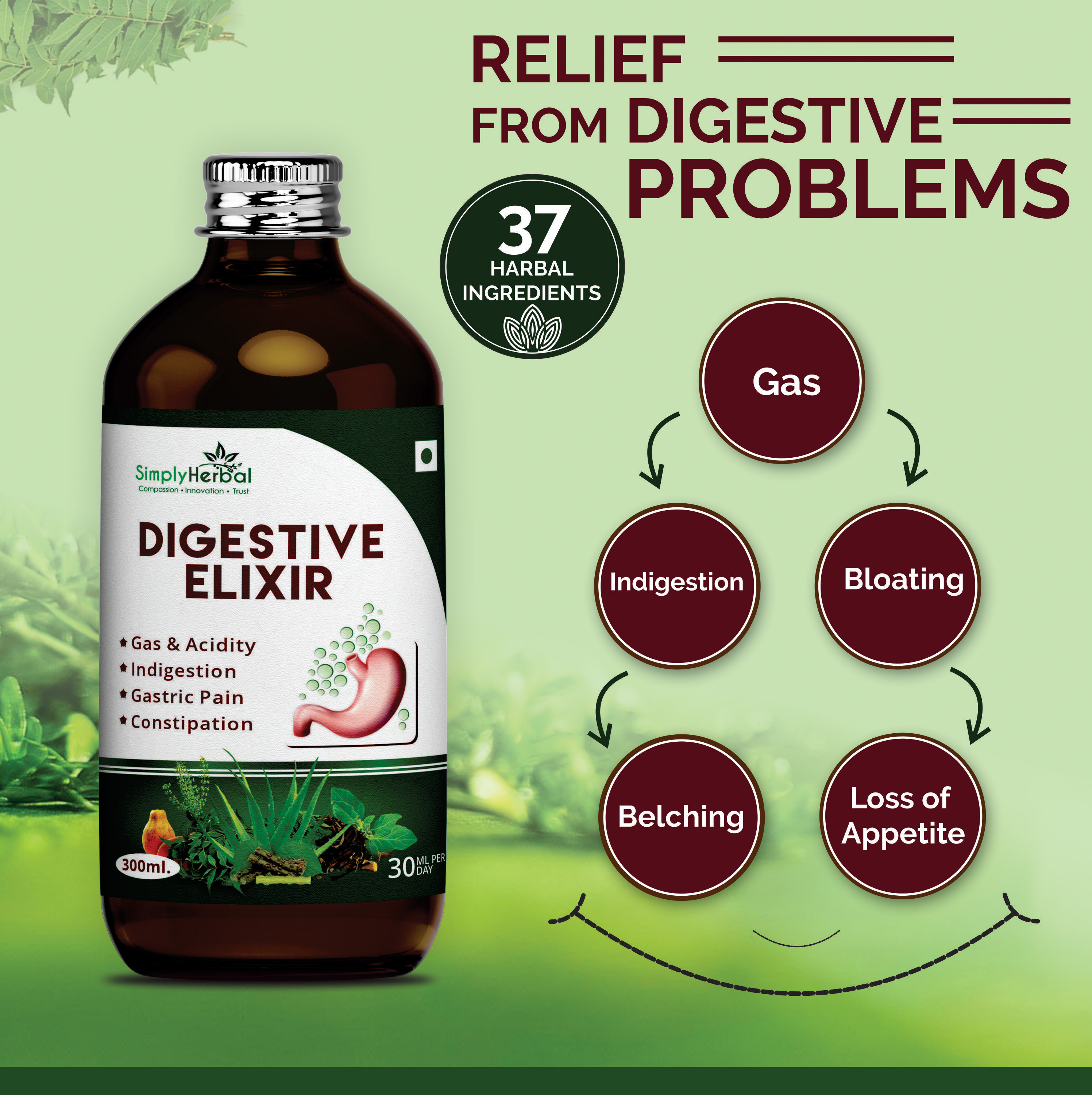 Simply Herbal Ayurvedic Digestive Elixir Syrup Dosage Form: Liquid