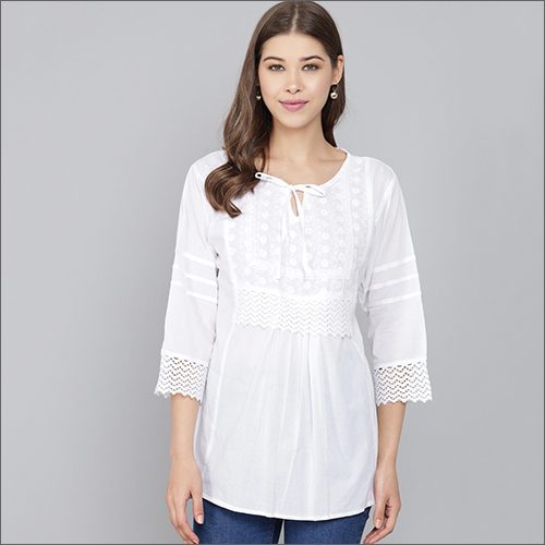 Cotton Top With Lace - Color: White