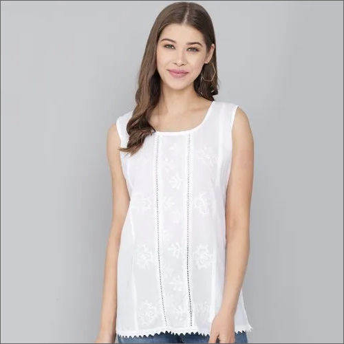 Embroidery Cotton Top - Color: White