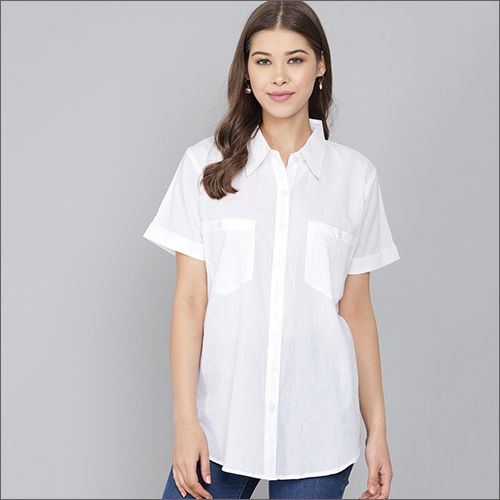 Washable Ladies White Cotton Shirt