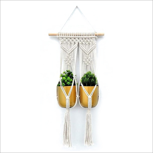 Golden Macrame Designer Hanging Planter