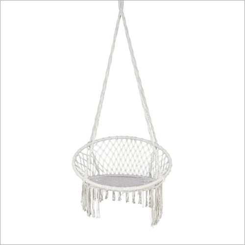 Crafted White Boho Handmade Macrame Swing