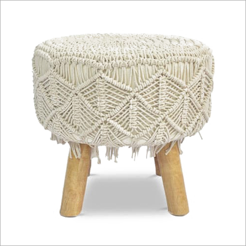 Handmade Wood Stool White Colour Comfidelitas