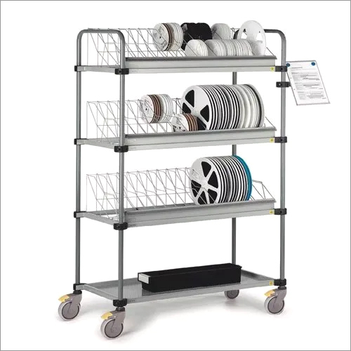Silver Stainless Steel Reel Rack Trolley