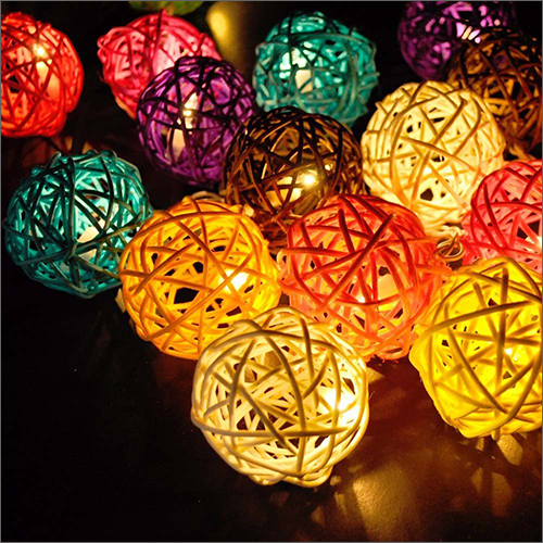 Golden 10 Led Colorful Rattan Ball String Lights For Home Decoration