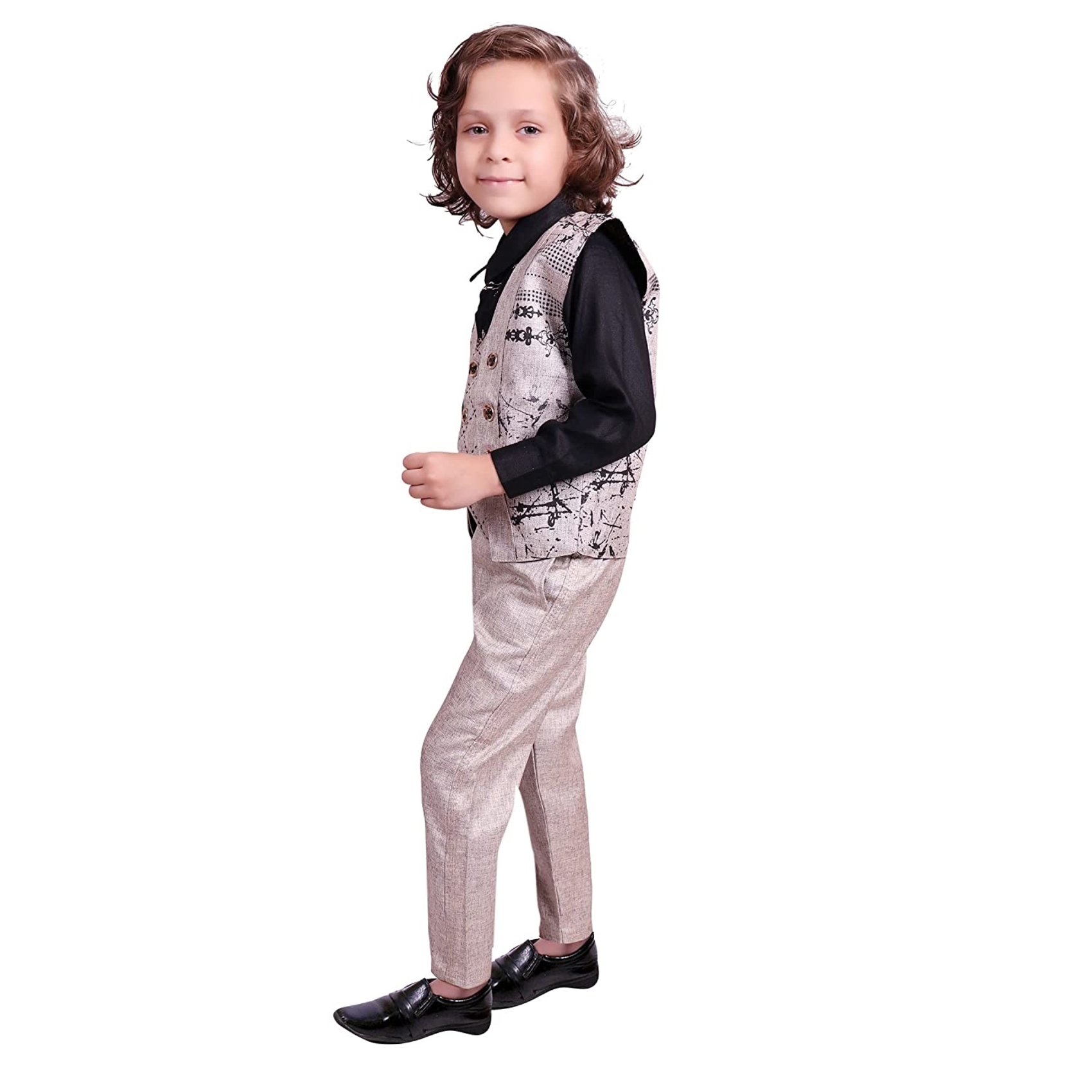 Kids Baba Designer Suit - Printed Pattern, Modern Style | Full Sleeves, Available In Sizes M, L, S, Xl