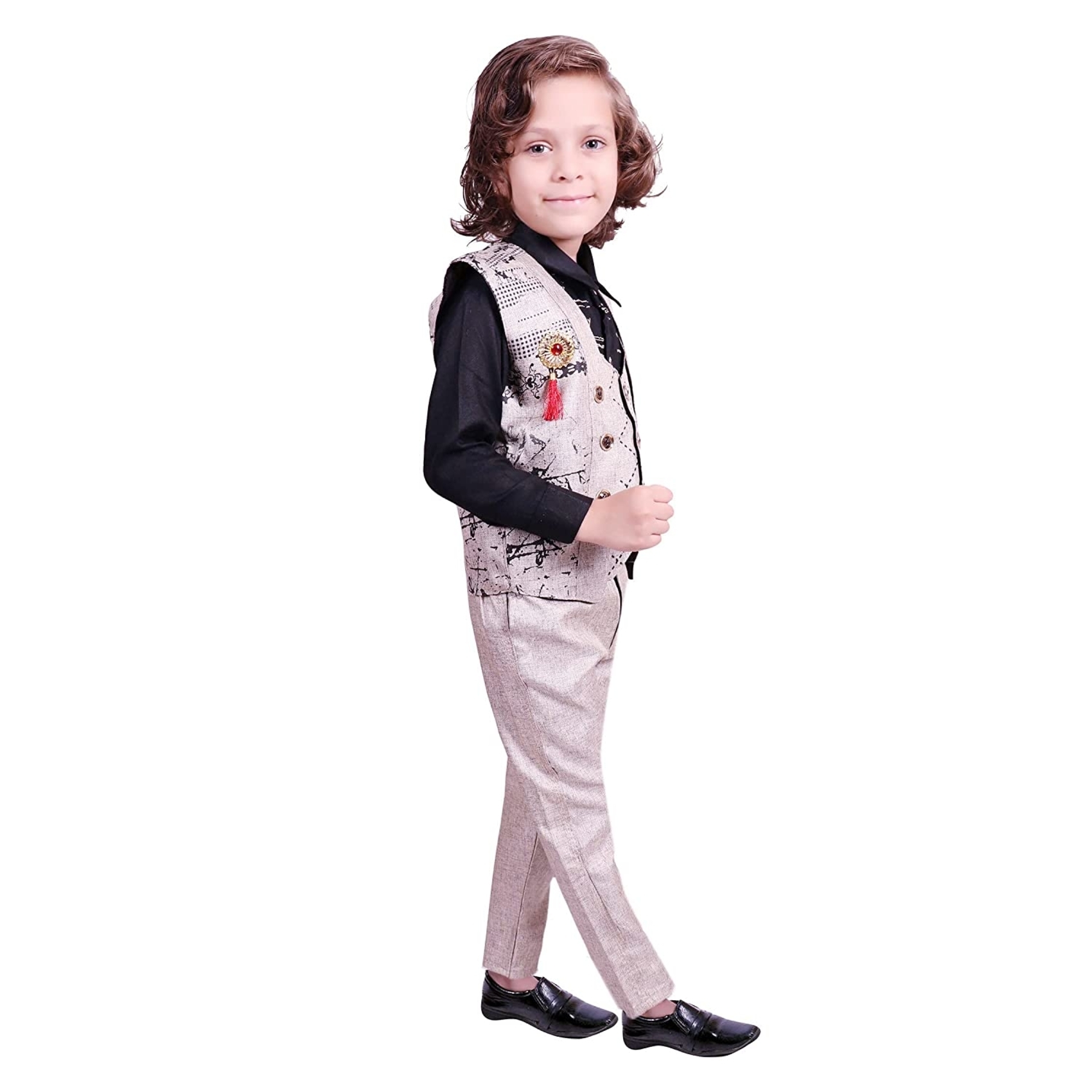 Kids Baba Designer Suit - Printed Pattern, Modern Style | Full Sleeves, Available In Sizes M, L, S, Xl