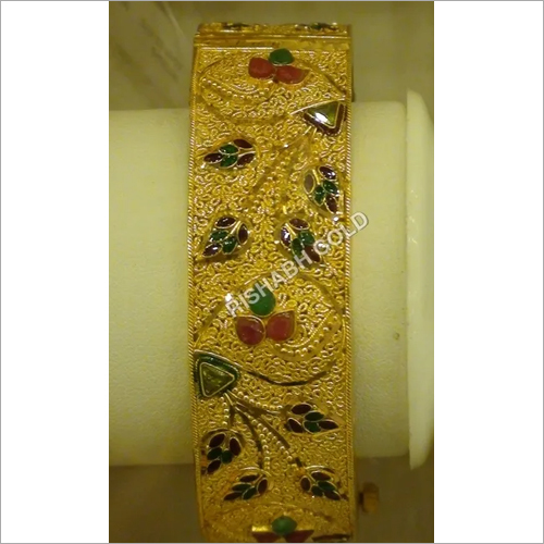 Crafted Gold Bangles - 919 KDM BIS Hallmark Gold, Coloured & Kundan Kada, Customized Design & Size for Women's Elegance