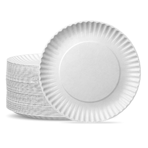 Disposable Paper Plates - Virgin Brown & White Paper | Custom Printed, Biodegradable, Sizes: 6-12 Inches, Perfect For Events & Takeaway
