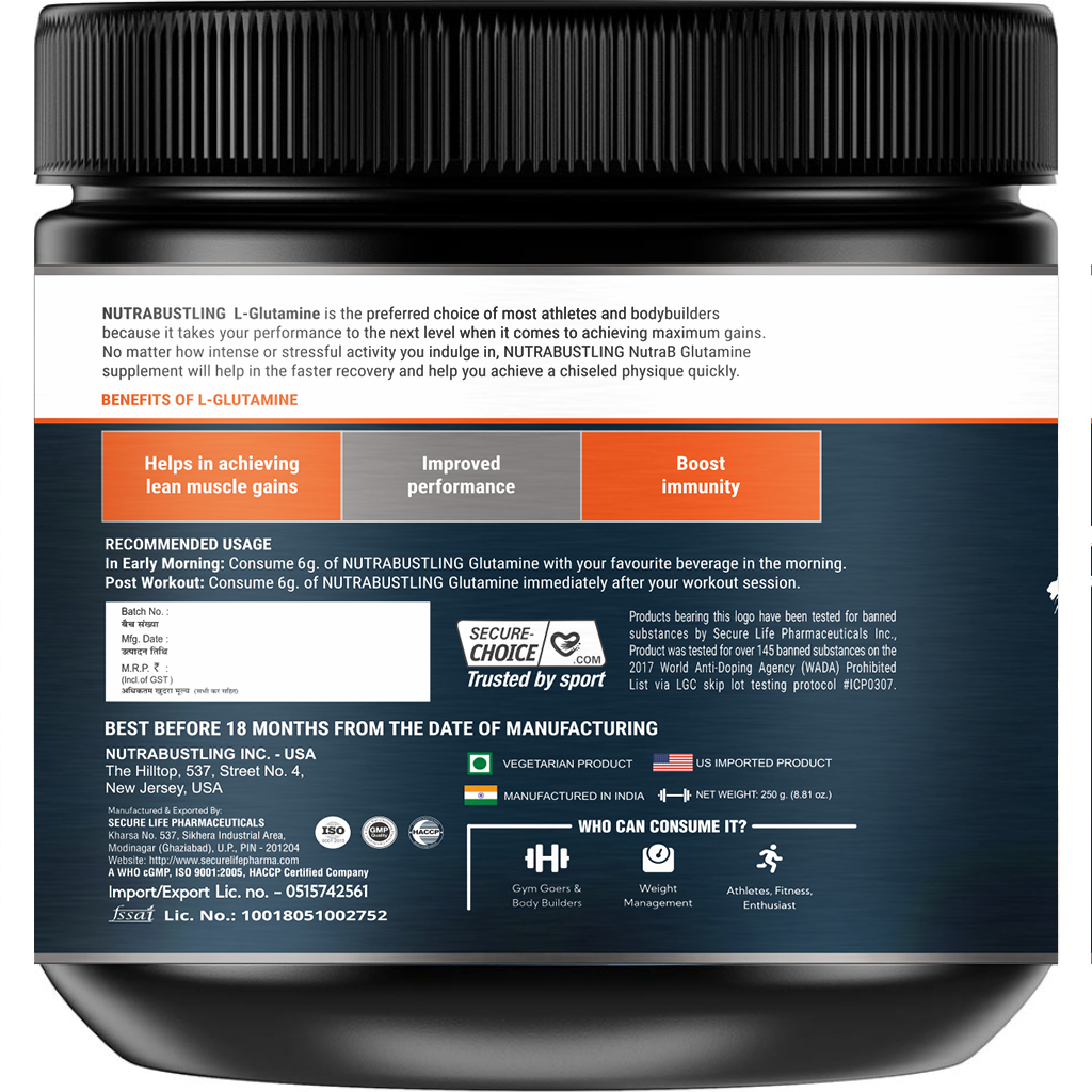 Nutrabustling Nutrab L-glutamine Age Group: Adults
