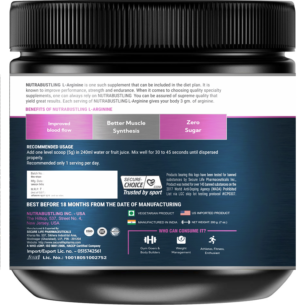 Nutrabustling Nutrab L-arginine Age Group: Adults