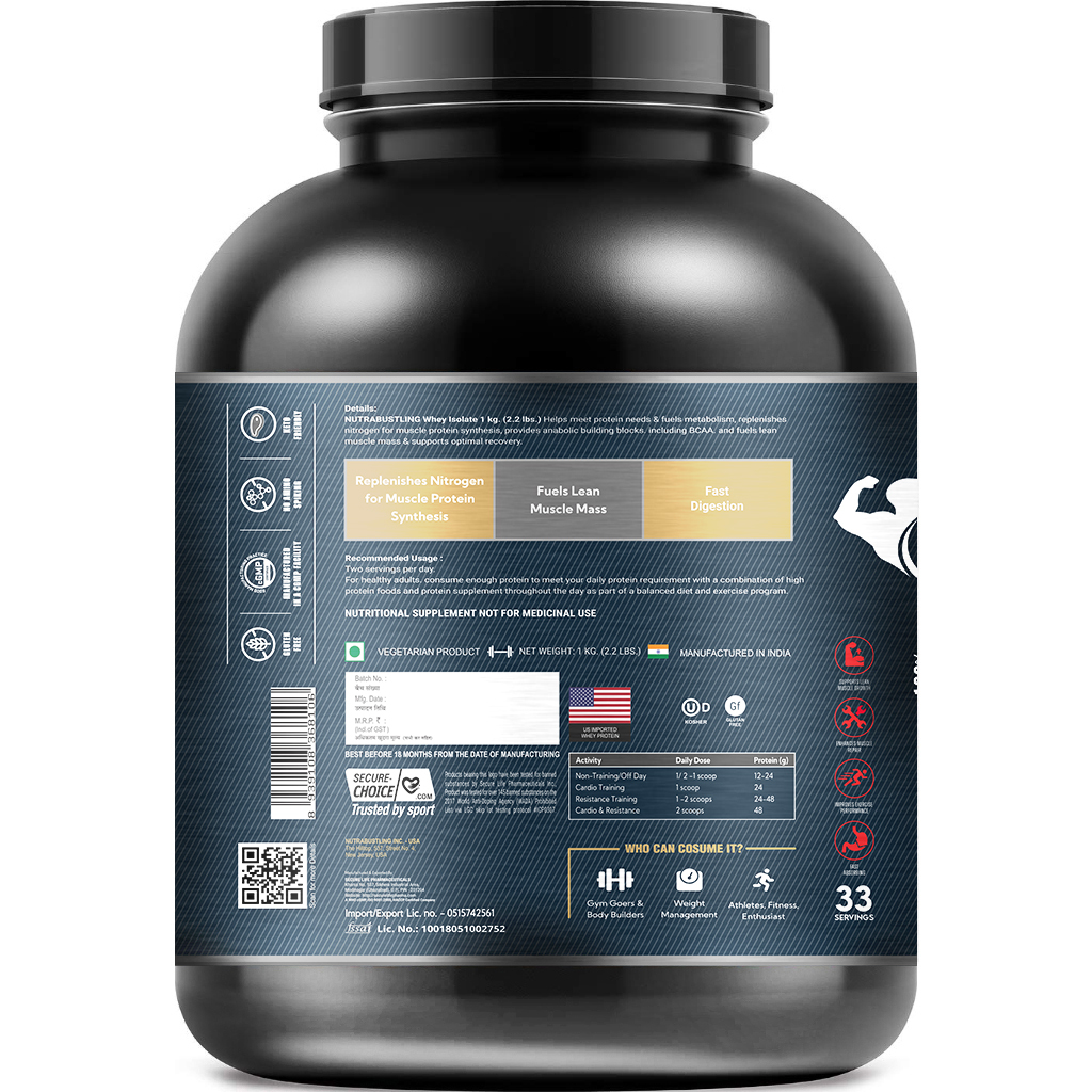 Nutrabustling Nutrab Whey Protein Isolate 2.270 Kg Age Group: Adults