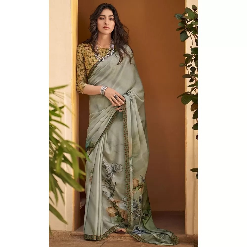 Party Wear Saree - 100% Cotton, Customized Size | Traditional Ethnic Print, Breathable & Washable, Perfect For All Seasons