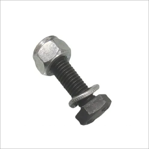 Nut Bolt With Washer - Metal, M10, Silver | High Strength Fastener for Agriculture and Industrial Use, Fully Threaded with Round Washer