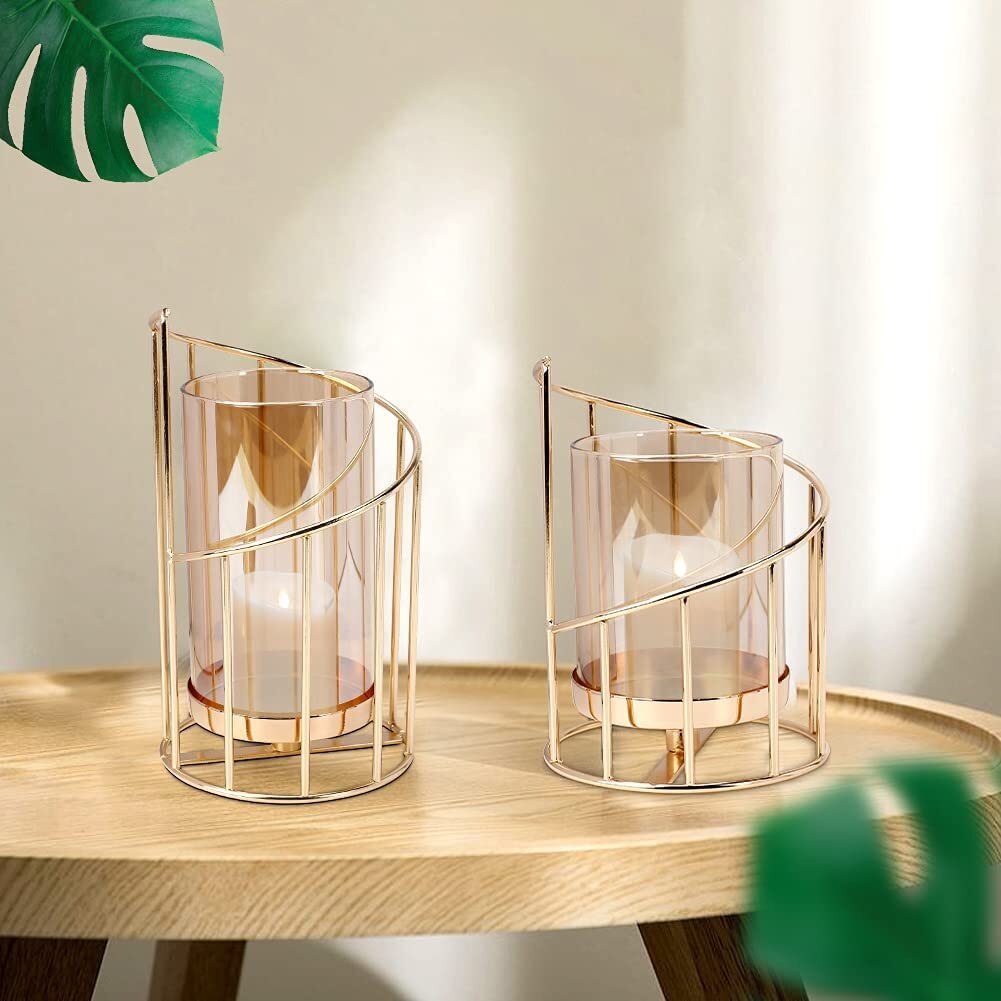 Vintage Style Metal Candle Holder - Gold Matte Finish, Spiral Design For Home Decor With Diya And Tea Light Support