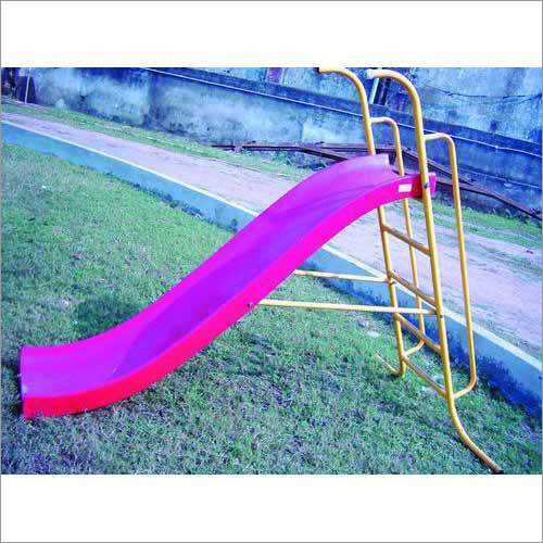 Small Slide - Iron and Fibreglass Outdoor Play Equipment | Straight Design, Safe for Ages 3-10, Easy Installation, Bright Yellow and Pink Color