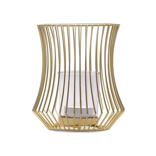 छोटा मेटल जियो वायर टी लाइट कैंडल होल्डर गोल्ड