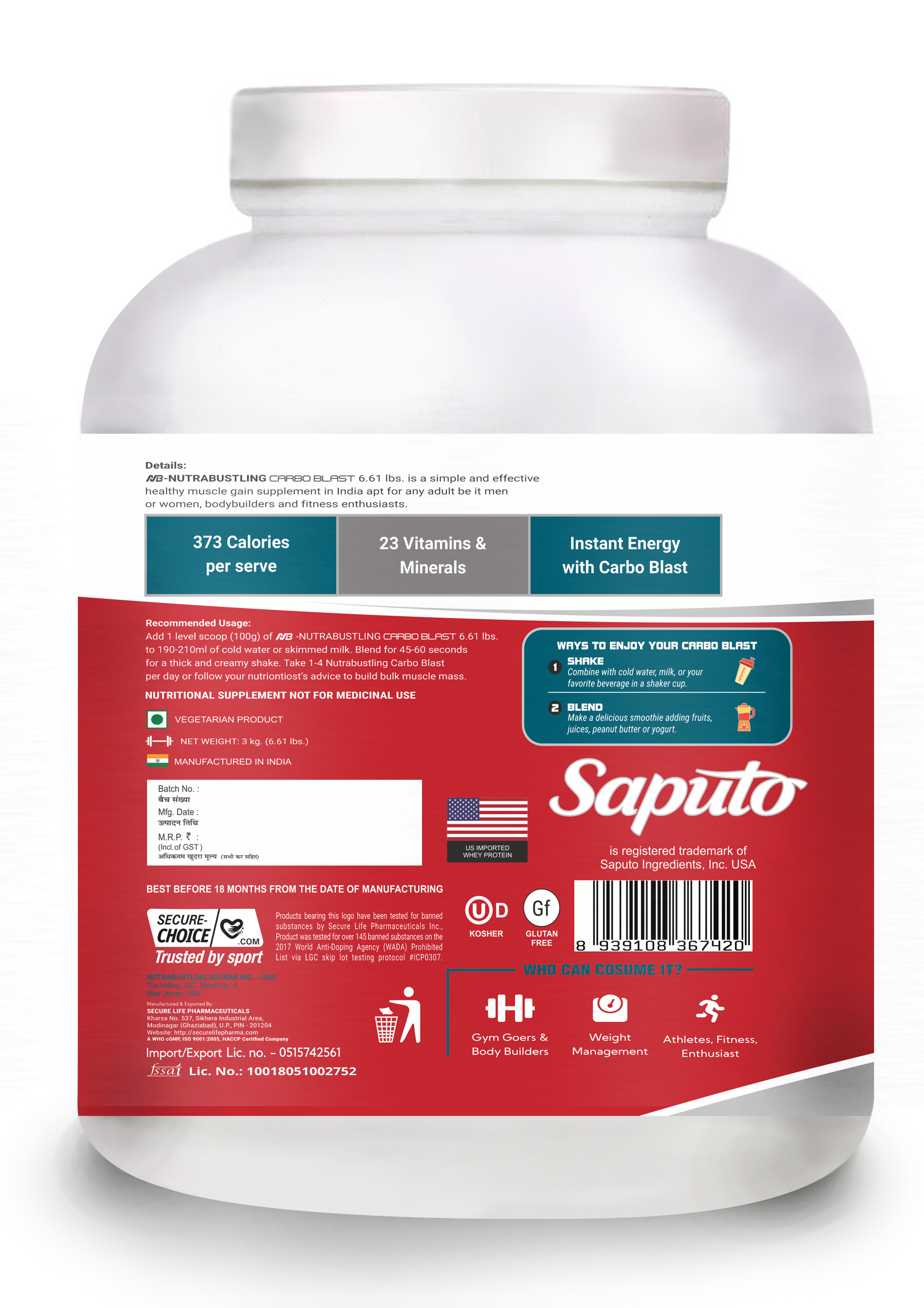 Nutrabustling Nutrab Carbo Blast Age Group: Adults