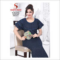 प्रिंटेड ब्लू कॉटन नाइटी