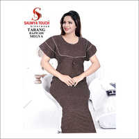 स्प्रिंग ब्राउन कॉटन नाइटी